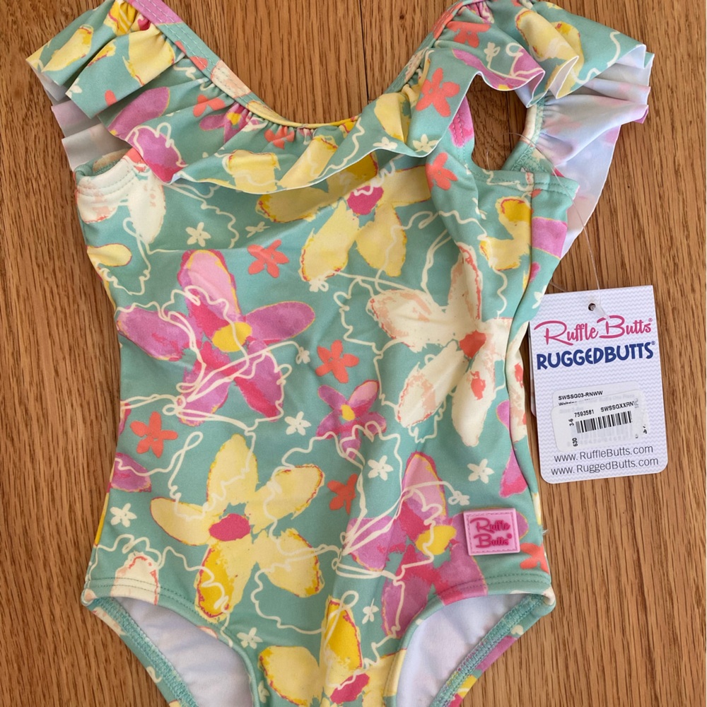 Ruffle Butts Pastel Floral Swimsuit